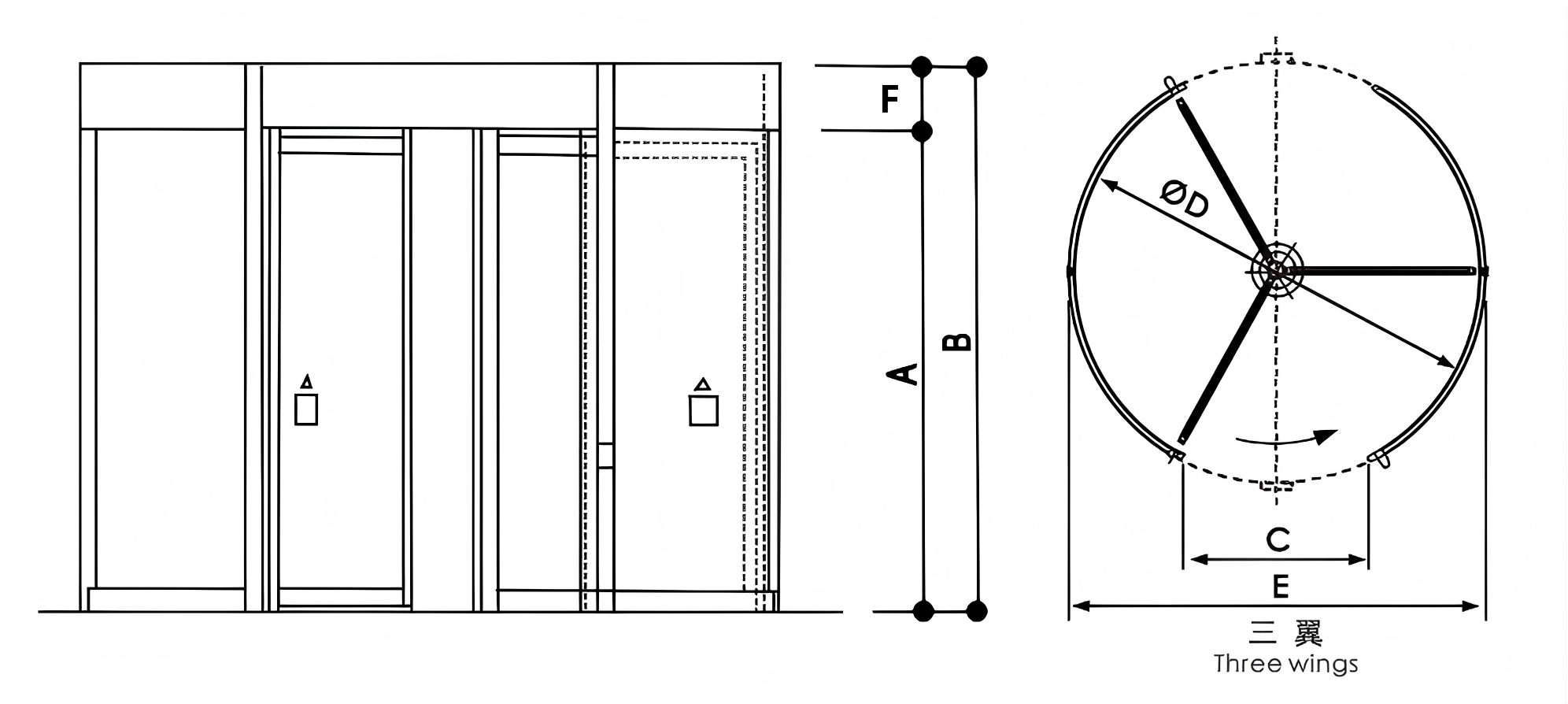 三翼门正视图纸